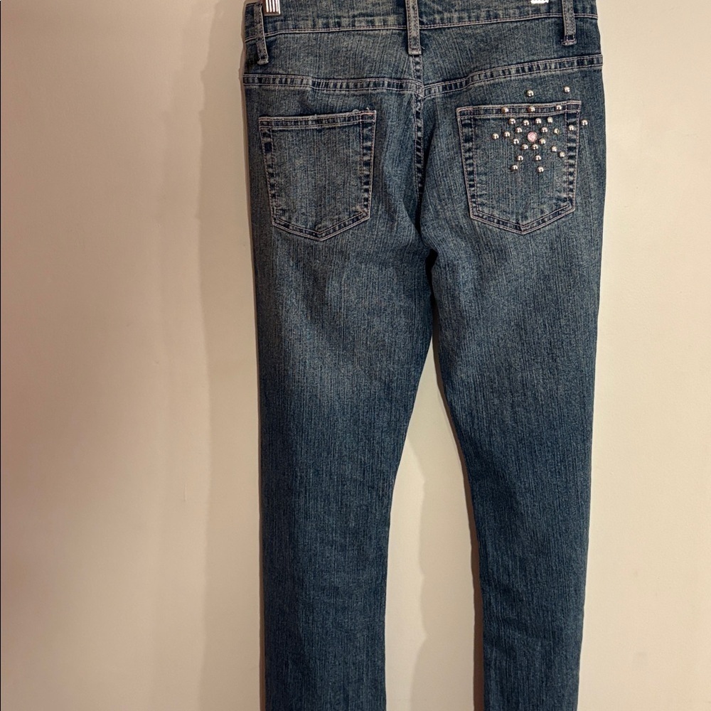 90s Y2K Lazer Embellished Denim Jeans Size 3 Juniors Pink & Silver Bedazzled - Picture 14 of 17
